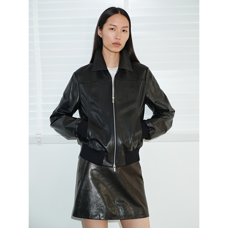 Msbeast Turkish First-Layer Lambskin/Mixed Sheep Suede Leather Lapel Regular Shoulder Leather Jacket | Manhattan Night