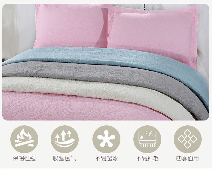 Cotton rắn màu quilting quilting quilting là bộ ba mảnh để tăng gấp đôi bông quilted quilted tấm trải giường ga phủ giường