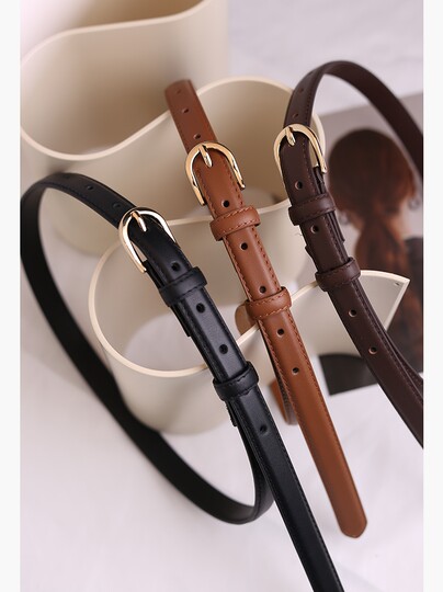 Women's Genuine Leather Belt ins Trendy Fashion Versatile for Dresses and Jeans Thin Belt for Women Black Brown Decorative