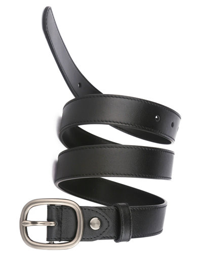 Women's Genuine Leather Belt, Fashionable and Versatile, Suitable for Jeans, Made of Top-Grain Pure Cowhide with Pin Buckle, Black, ins Trend