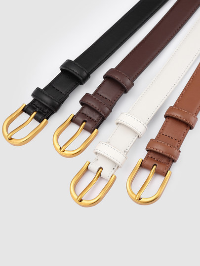 Women's Genuine Leather Belt ins Trendy Fashion Versatile for Dresses and Jeans Thin Belt for Women Black Brown Decorative