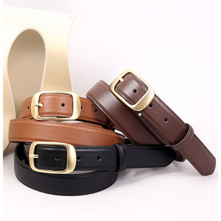 Soft Top-Grain Leather Women's Belt 2025 New Casual Simple Versatile Belt Classic Genuine Leather Belt 3cm