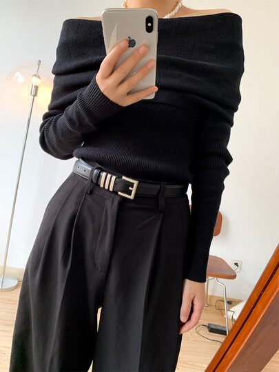 Design-Conscious Niche Women's Belt, Genuine Leather, Versatile Black Silver Buckle, Suitable for Jeans, High-End First-Layer Cowhide