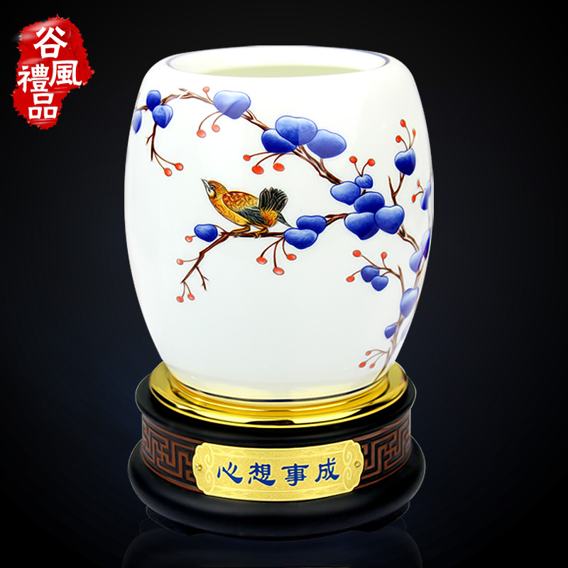 Pen container blue and white porcelain teachers' day gift creative ceramic crafts desk ornaments practical gift