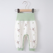 Baby Big Fart Pants High Waist Protection Pants Spring Autumn Pure Cotton Baby Beating Bottom Pants Open Crotch Press Buttoned Pants Cotton Wool Pants