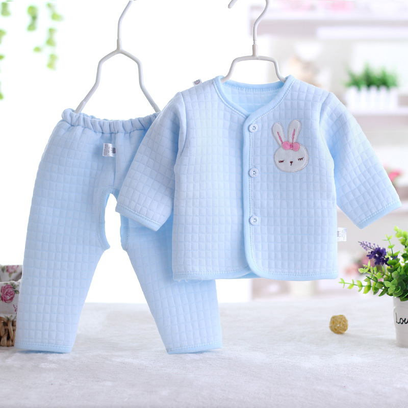 Mùa xuân và mùa thu dày bé đồ lót nhiệt mùa đông Em bé chăn dày mùa thu quần áo hai bộ quần áo sơ sinh - Quần áo lót shop trẻ em