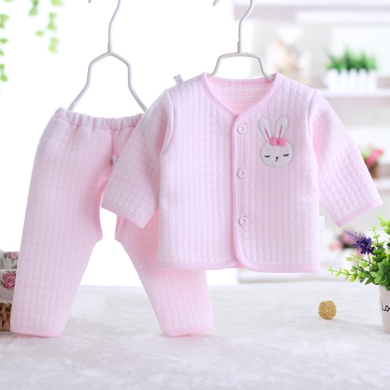 Mùa xuân và mùa thu dày bé đồ lót nhiệt mùa đông Em bé chăn dày mùa thu quần áo hai bộ quần áo sơ sinh - Quần áo lót shop trẻ em