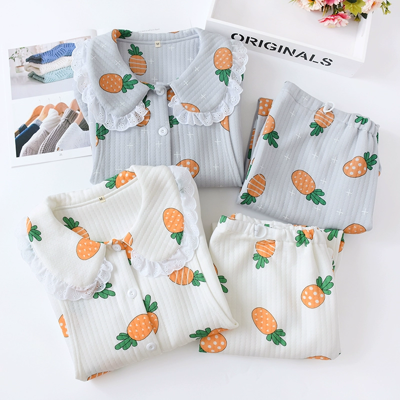 Quần áo giam mới chần bông mùa xuân và mùa thu cotton tinh khiết ấm áp phụ nữ mang thai đồ ngủ sau sinh cộng với kích thước cho con bú và cho con bú quần áo phục vụ tại nhà mùa đông - Giải trí mặc / Mum mặc