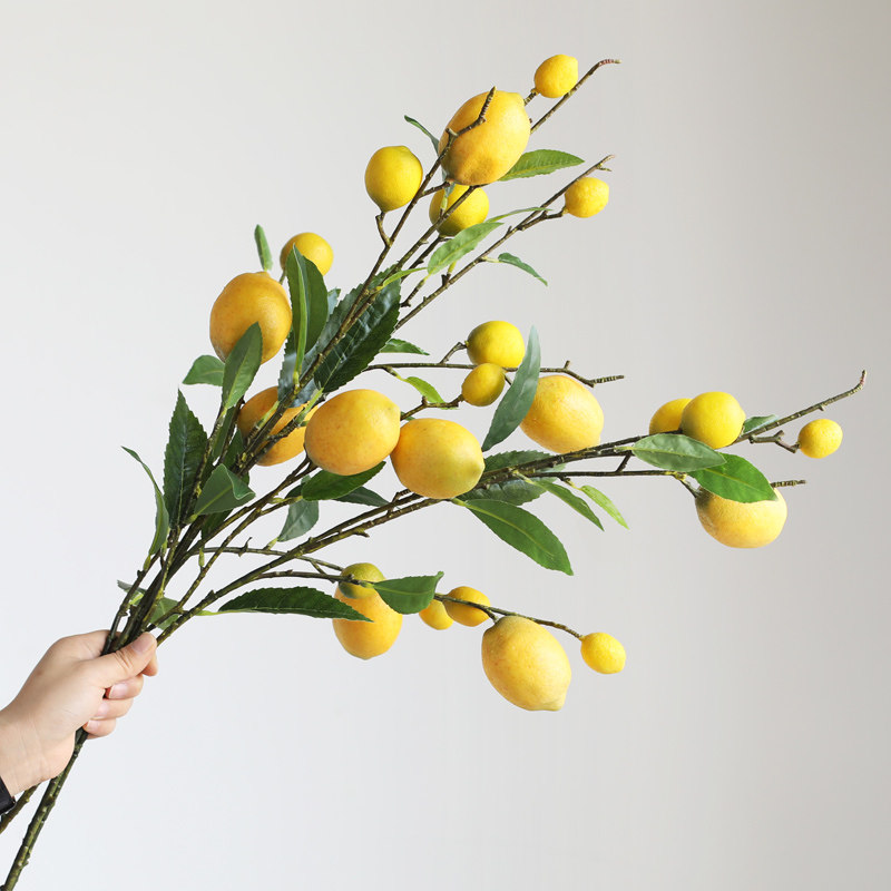 Wind Yin simulation lemon fruit tree branches American fresh home decoration ornaments Floral fruit soft decoration Villa model room