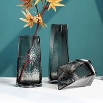 Wind Chant Multi-Angle Hammer Vein Vase Glass Bottle Flower Arrangement Hydroponic Dining Room Decoration Simulation Flower Boilerplate Room Soft Dress