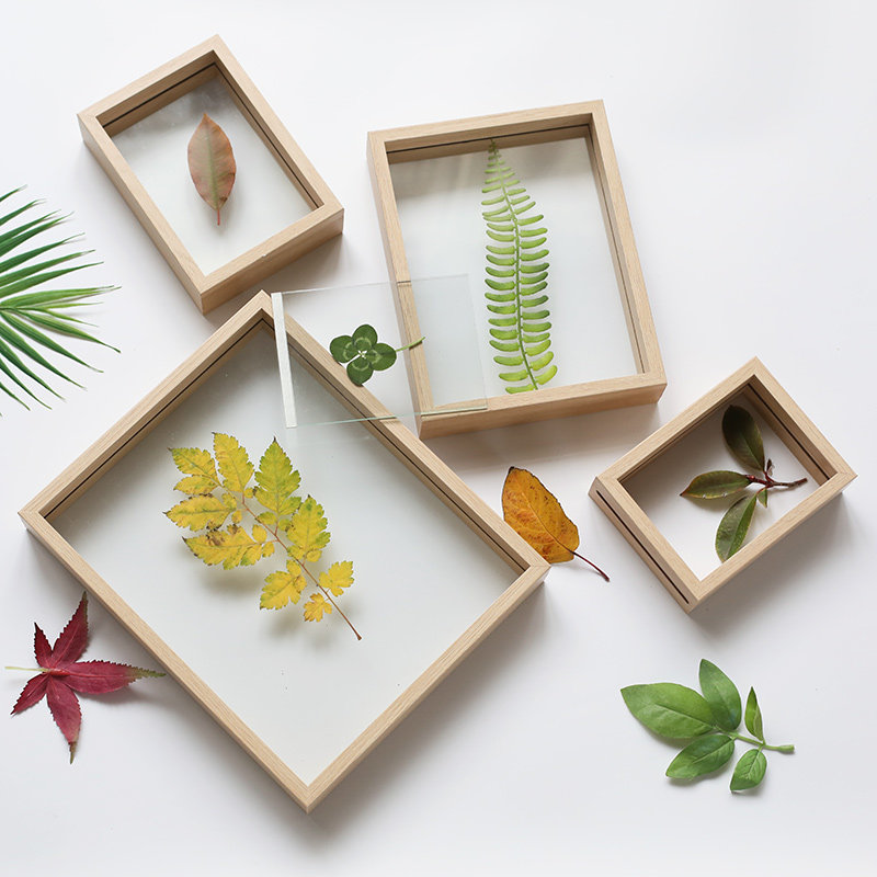 Wind Reciting Bifacial Glass Plant Specimen Frame Leaves Clips Swing Table Children Handmade Diy Picture Frame Photo Wall