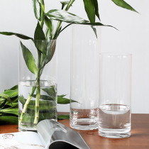 Wind reciting a simple and transparent straight drum vase Fugui Bamboo Hanging Bell Horse Drunken Cylindrical Flower Arranger Hydroponic big number