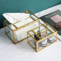 Wind reciting light and luxurious metal pumping boxes Creative European-style Desktop Cosmetics containing Nordic transparent glass paper towels