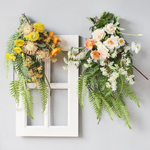 Wind Reciting Original Designer Bouquet Emulation Decoration Hanging Wall Floral Boilerplate Room Wall Wall-mounted Shop Window Soft Dress
