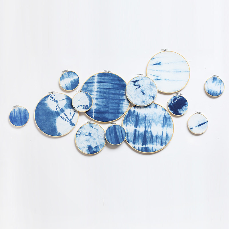 Fengyin Blue Dye Fabric Kindergarten Handmade Decoration Embroidery Stretch Background Wall Decoration Living Room Homestay Soft Dress Art Style