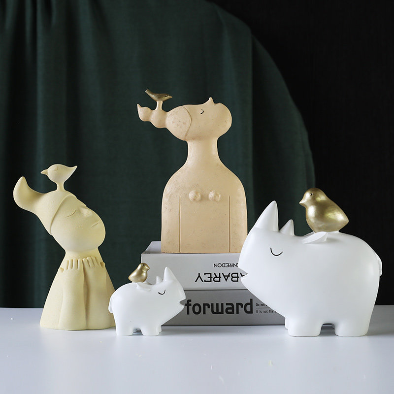 Wind Yin warm ornament creative Nordic bird rhinoceros home model room art animal decoration window soft decoration