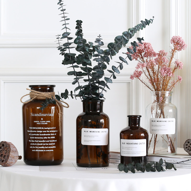 Wind Yin Nordic ins wind retro transparent glass flower bottle simulation model room soft decoration design Valentine's Day Tanabata