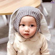2017 new Korean version of rabbit ear baby hat male and female baby boy wool thread needle woven hat Meng Mengs hat