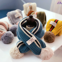 2021 baby scarf winter boys and girls soft color color warm wool scarf children wild ball collar tide