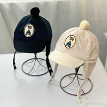 Simple childrens hats autumn and winter plus velvet ear caps for boys and girls baby winter thickened caps childrens hat tide