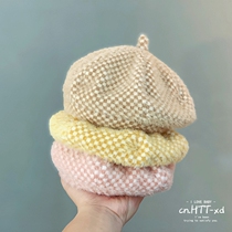 Childrens beret girls baby autumn and winter plaid mink fur Bud hat pumpkin hat painter hat Korean version of tide hat