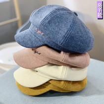 Autumn and winter new childrens duck tongue hat boy solid color hipster wild parent-child beret female baby painter hat