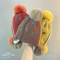 Baby hat autumn and winter 1-5 years old knitted hat cute men and women Children winter warm wool hat hair ball ear protection hat