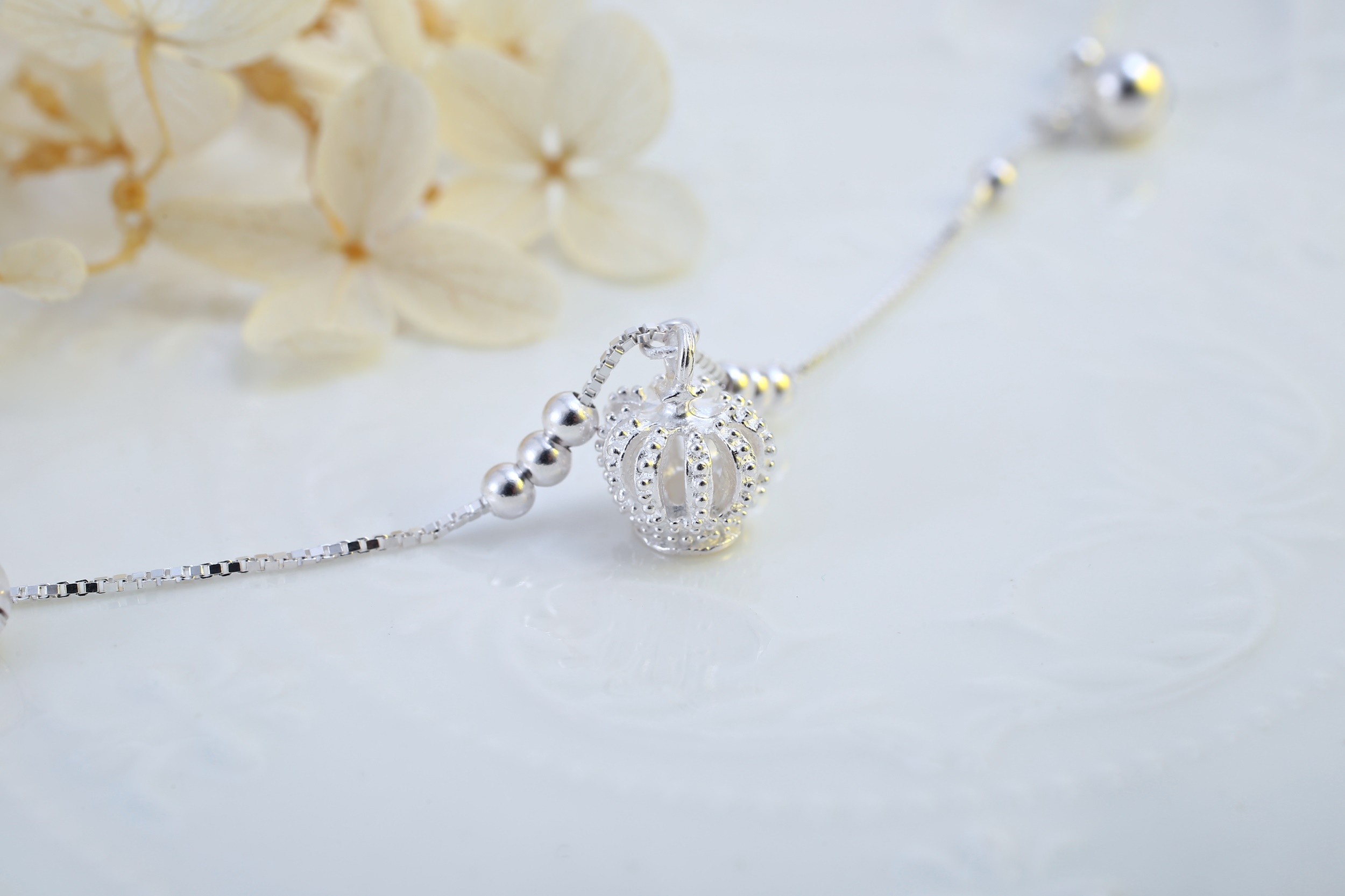 S990 sterling bạc chính hãng vòng chân nữ thời trang Hàn Quốc chân bạc vương miện vòng chân vòng hoa Valentine tặng bạn gái lắc chân pnj