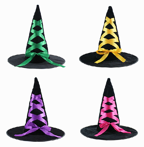 Halloween cung cấp cos phù thủy mũ nhọn mũ flannel phù thủy mũ ruy băng nơ phù thủy - Sản phẩm Đảng / Magic / Hiệu suất đồ hóa trang halloween cho bé gái
