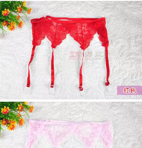 Vớ cao với gợi cảm ~ ren trong suốt có thể điều chỉnh kích thước tam giác garter 6 màu thành quần tất dây nịt