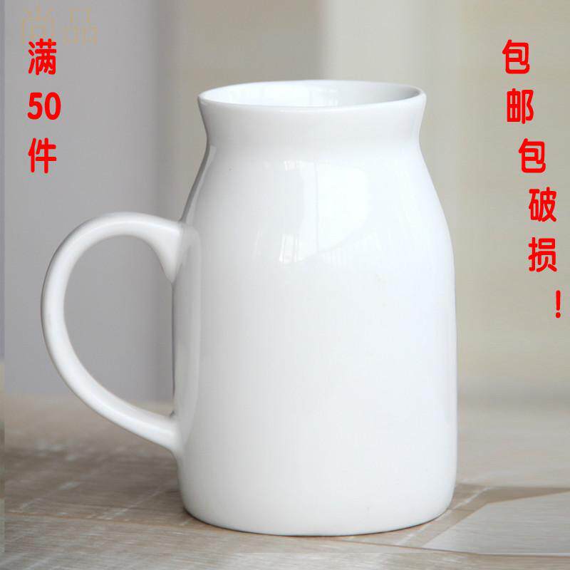 陶瓷水杯 白瓷水杯 水杯 带把白瓷杯子陶艺教学彩绘DIY