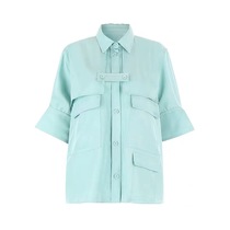 Mint Green Shirt Peacock Blue Shorts A Super Beautiful Age Pure Set Women Two Piece