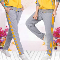  Childrens spring and autumn school pants Kindergarten school uniform sports pants two-bar straight trousers primary and secondary school students winter thin pants