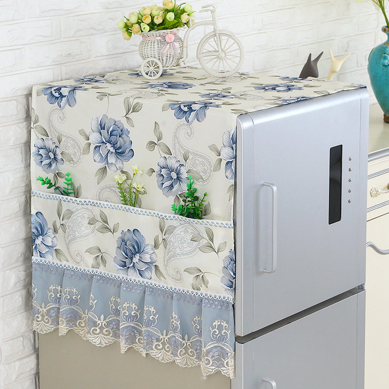 Nordic pastoral lace fabric double door refrigerator towel single door microwave oven cover dustproof door oven cover towel