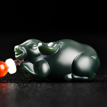 And Tian Yusheng Xiao Niu Jade Pendant Genuine Xinjiang Qingyu Mens Solid Engraved Bull Jade Pendant Jade Pendant
