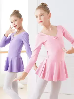 Children's dance clothes, practice clothes, girls dance clothes, long sleeves, spring and summer girls, Chinese dance Test clothes, cotton dresses