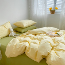 Summer bed bedding Four pieces of all-cotton pure cotton quilt cover sheet Three sets Dormitory Bed with light and luxurious high level