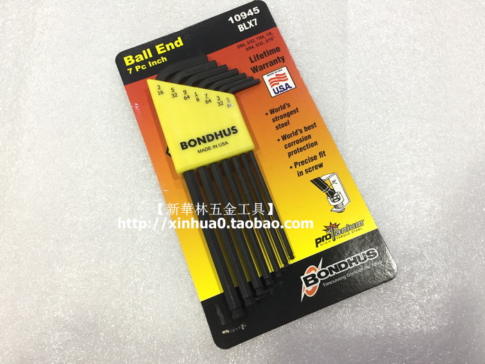USA BONDUS Borden Card Bonus Black 7 Fitted Ball Head Inner Hexagon Wrench 10945 Ball Head