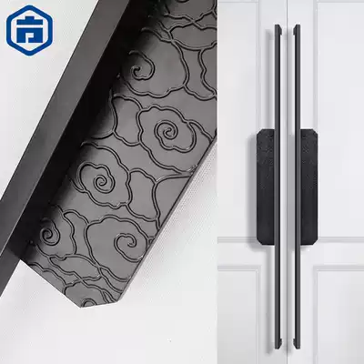 Elegant black solid wood door handle KTV stainless steel glass door handle Wooden door handle Framed door handle