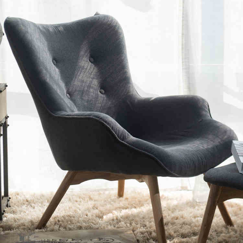 Sloth sofa Nordic modern minimalist chair Bedroom Balcony Cloth Art Sofa Casual Chair Single Solid Wood Small Sofa