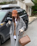 Южнокорейский демисезонный двусторонний кашемировый товар, длинное шерстяное шерстяное пальто, средней длины