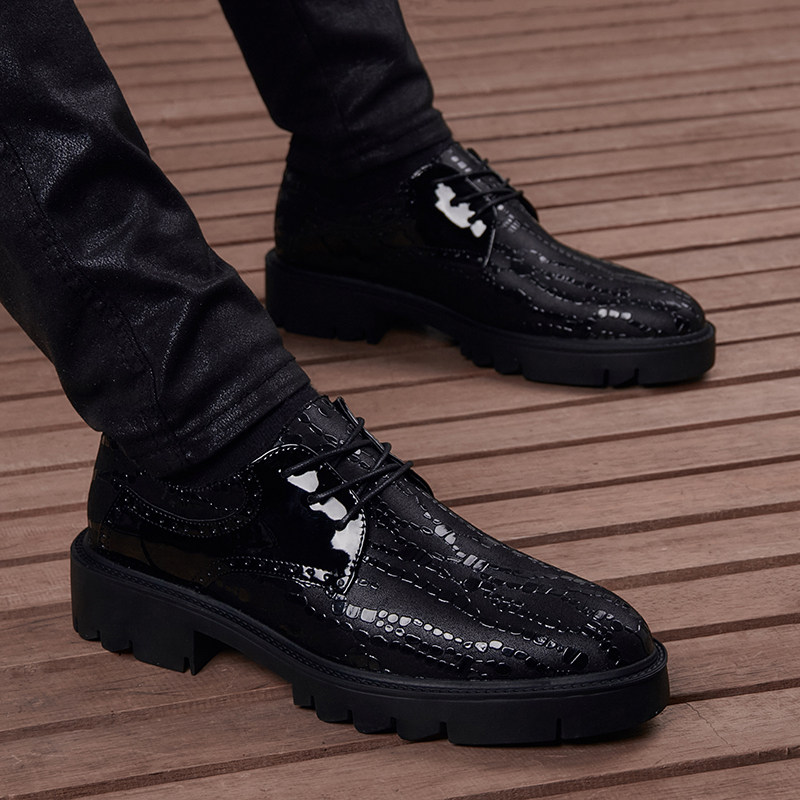 Leather Shoes Men's Summer Inglées Wind Business Casual Thick Leather Shoes Youth Trends Inside heightening Breathable Hair Stylist Men's Shoes