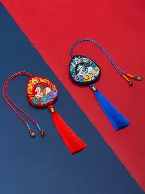 Wang's hand-made embroidery diy material bag fabric making beginner car pendant Chinese style gift couple