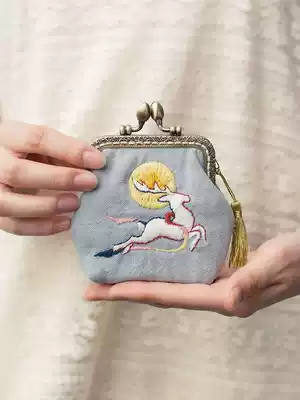 Wang's hand-made embroidered mouth gold bag non-woven cloth diy material bag fabric pregnant women's coin wallet beginner gift