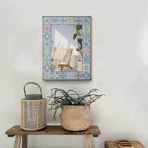Moroccan mirror hanging mirror square cosmetic mirror Thai tile pattern European Mediterranean wall decoration Southeast Asia