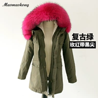 Ретро армия зеленая роза красные черные кончики