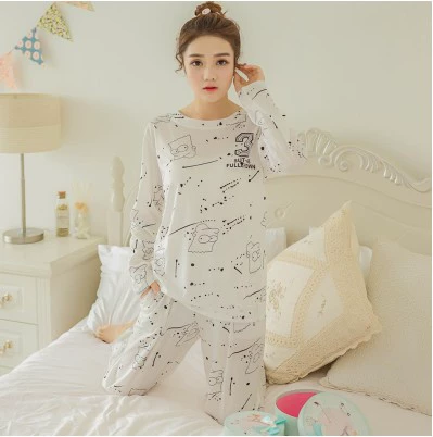 Đặc biệt cung cấp giải phóng mặt bằng mùa xuân và mùa thu nam và nữ đồ ngủ cotton dài tay mùa thu Hàn Quốc của bộ đôi cotton phục vụ nhà dễ thương