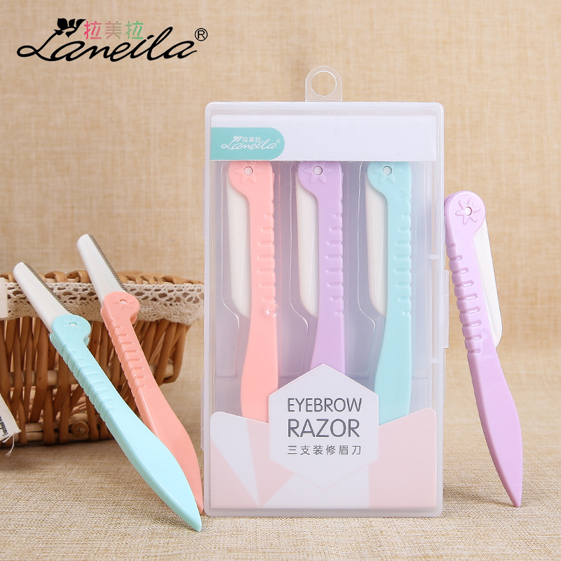 Three-pack of folding eyebrow trimmers