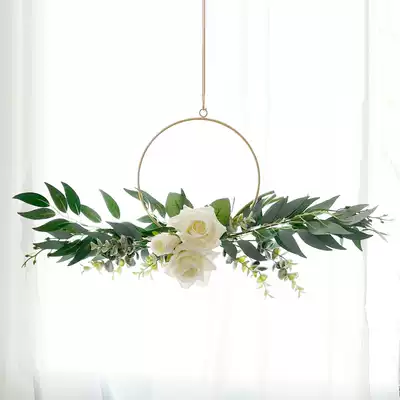 Dining room wall decoration Wrought iron wall hanging Creative room Bedroom wall decoration Floral plant home wall pendant