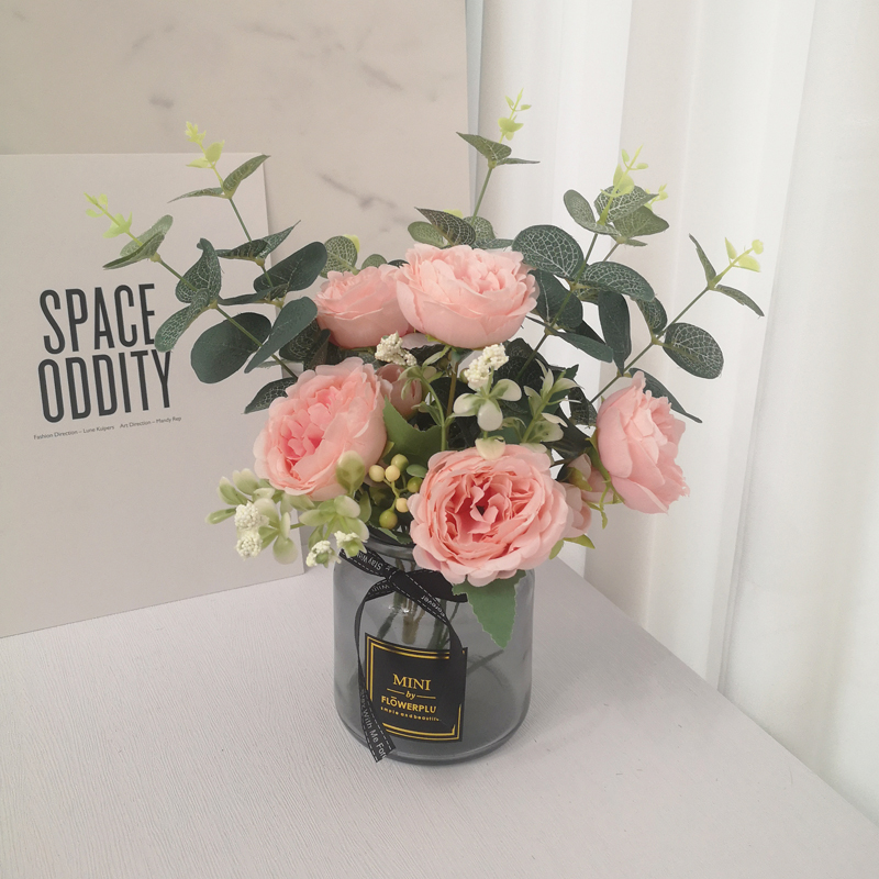 Fake Flower Emulation Floral Furnishing Living-room Decoration Flowers Plastic Floral Art Pendulum Interior Tea House Table Silk Flowers Bouquet Potted Flowers